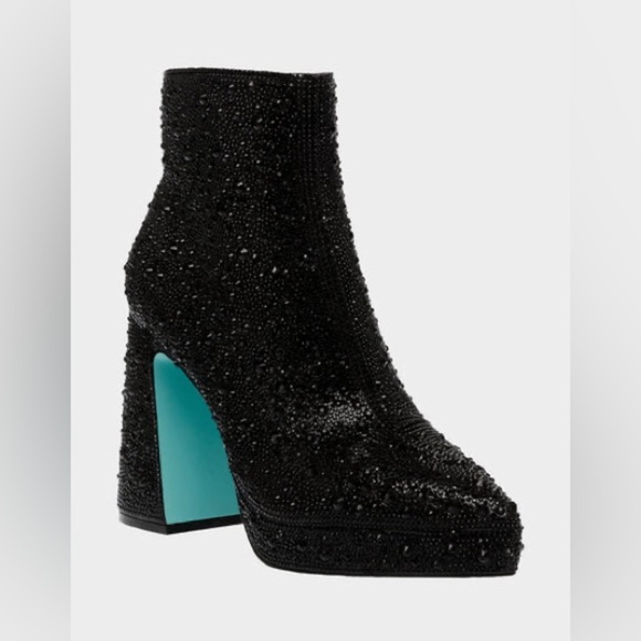 NIB Betsey Johnson Della Black Rhinestone Booties size 7.5 - Picture 1 of 8
